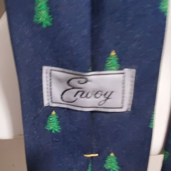 Envoy Blue & Green Christmas Tree Patterned Tie - Picture 4 of 4